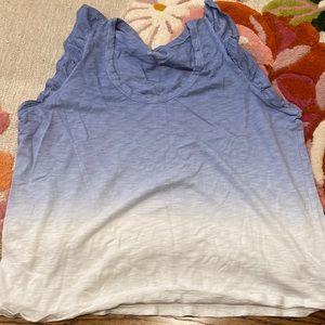 Universal Thread Women’s sleeveless with ruffle tee - Light Blue/ White Ombré